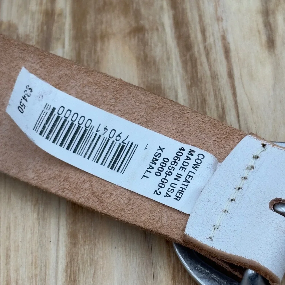 Gap 1969 Belt White Embossed Leather Hammered Buckle USA XS Coastal Western
